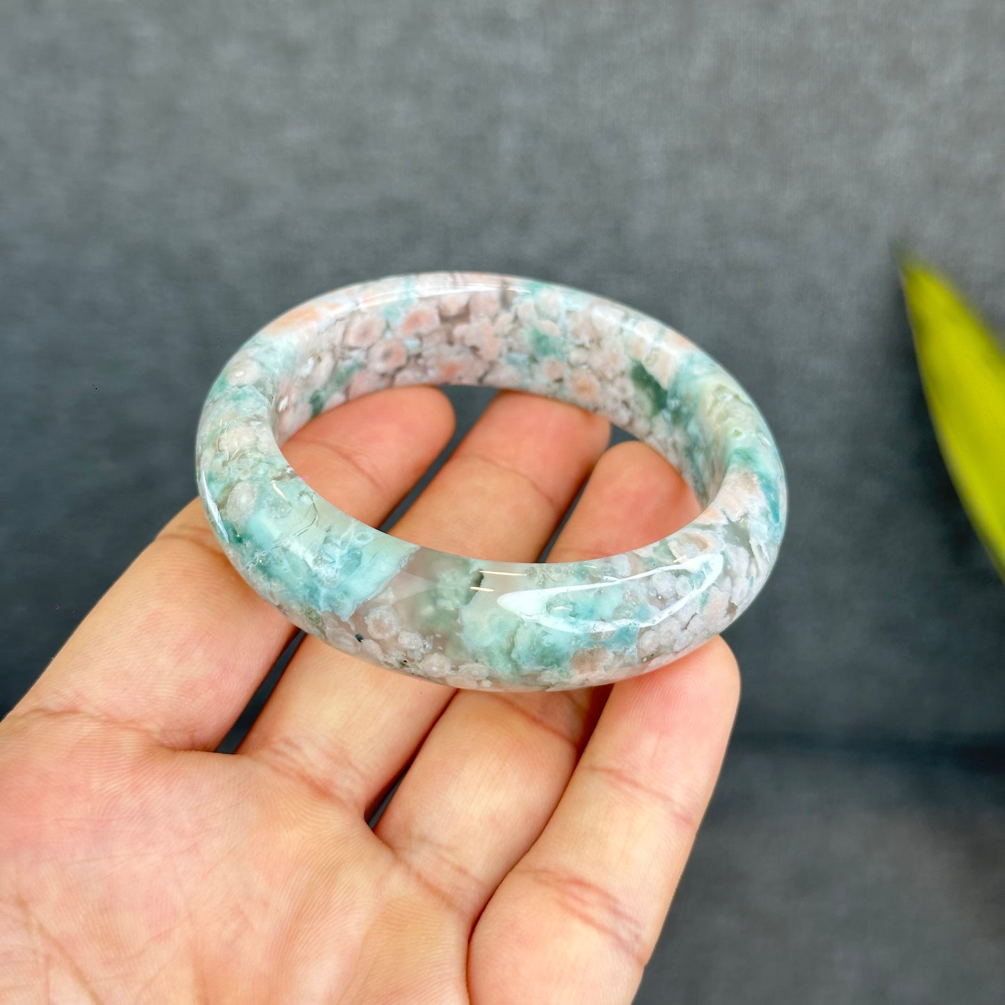 Natural Floral Agate Bangle Size 53 mm
