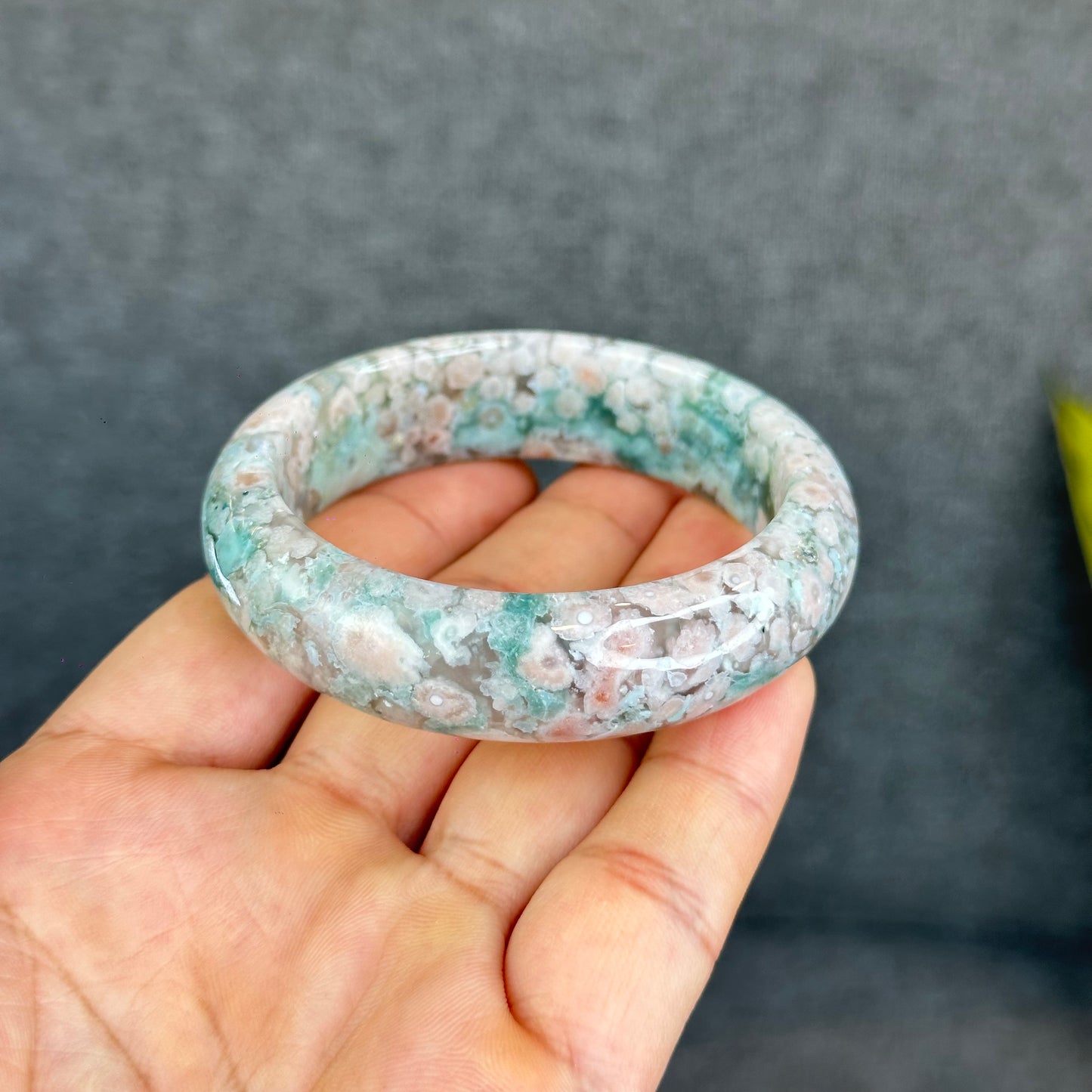 Natural Floral Agate Bangle Size 53 mm