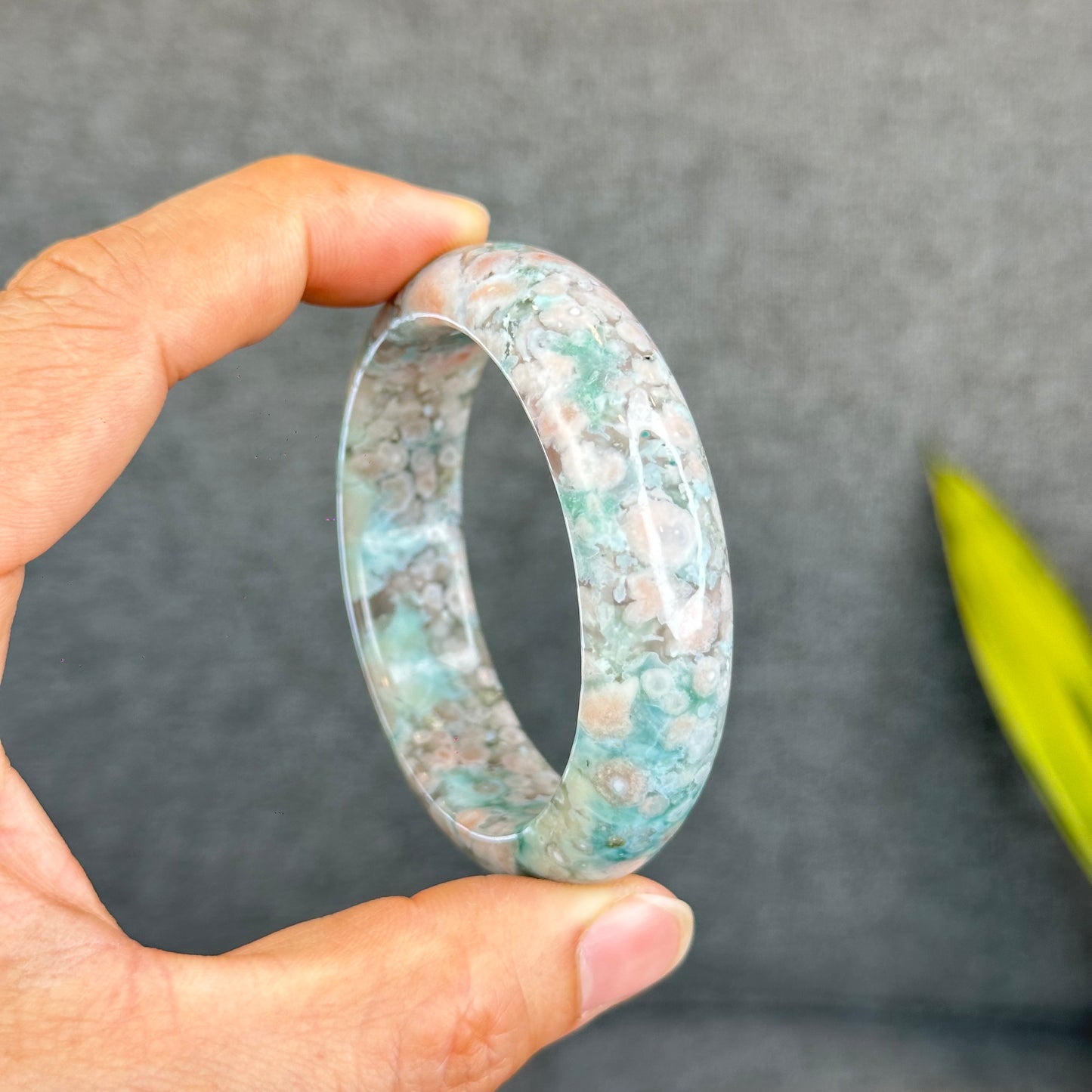 Natural Floral Agate Bangle Size 53 mm