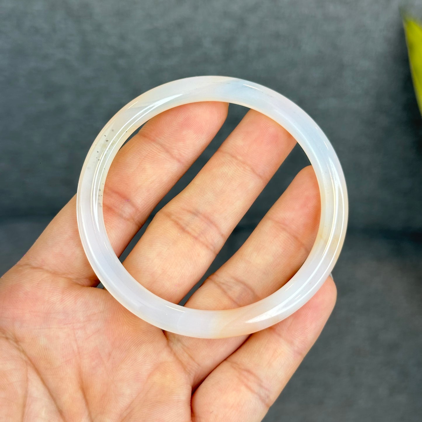 Natural White Chalcedony Bangle Chopstick Style Size 59 mm
