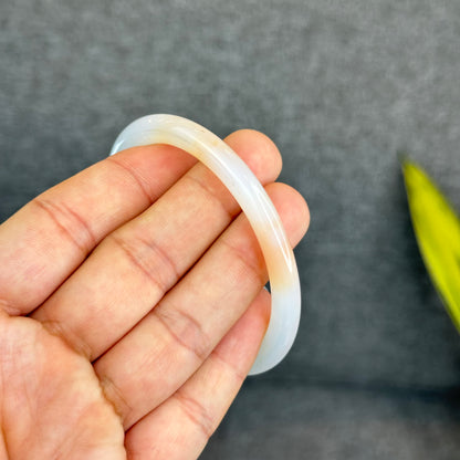 Natural White Chalcedony Bangle Chopstick Style Size 59 mm