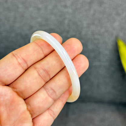 Natural White Chalcedony Bangle Chopstick Style Size 59 mm