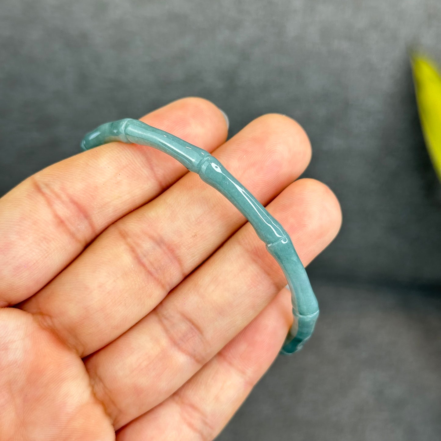 Natural Blue Water Jadeite Jade Bamboo with Dragon Bangle Chopstick Style 61.4 mm