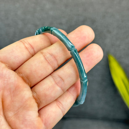 Natural Blue Water Jadeite Jade Bamboo Bangle Chopstick Style 65 mm