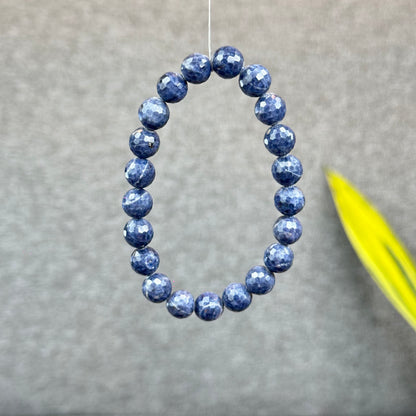 Natural Faceted Blue Sapphire Bracelet Size 9 mm