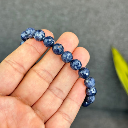 Natural Faceted Blue Sapphire Bracelet Size 9 mm
