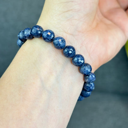 Natural Faceted Blue Sapphire Bracelet Size 9 mm