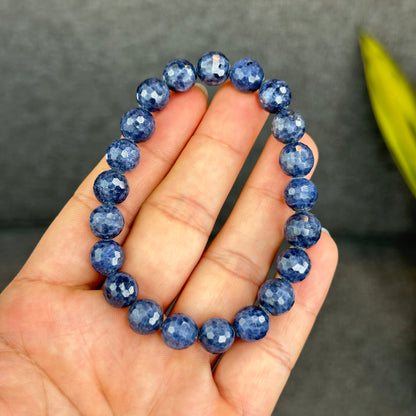 Natural Faceted Blue Sapphire Bracelet Size 9.5 mm