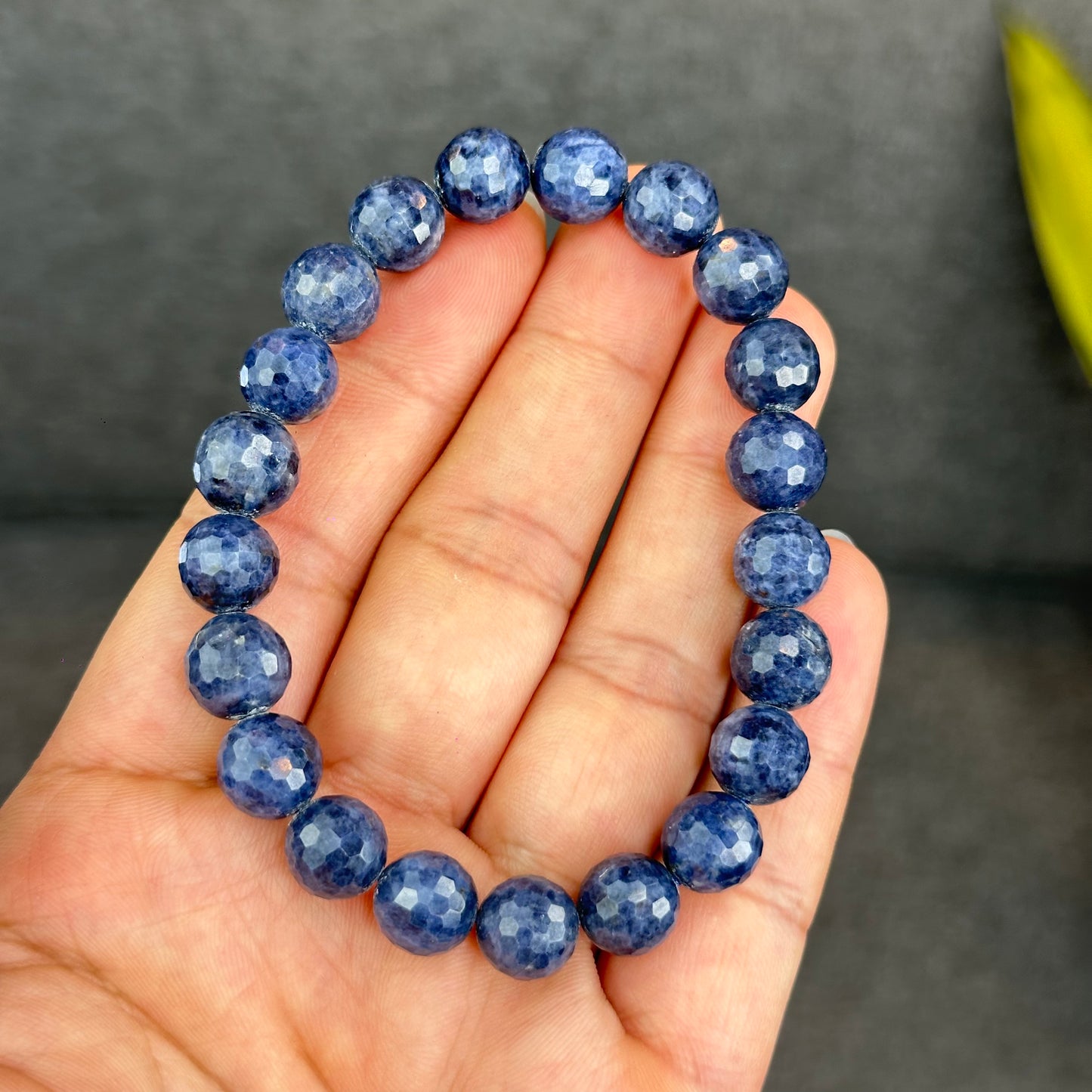 Natural Faceted Blue Sapphire Bracelet Size 9.5 mm