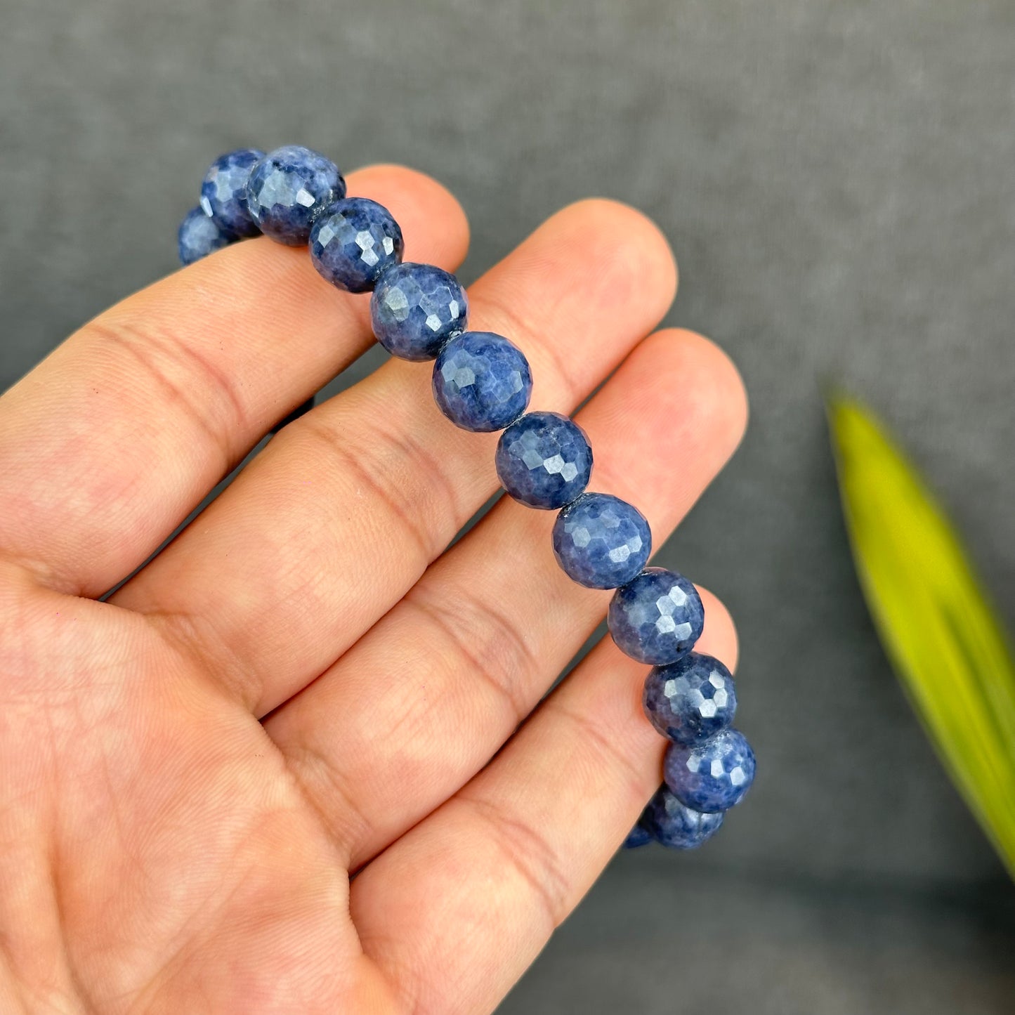 Natural Faceted Blue Sapphire Bracelet Size 9.5 mm