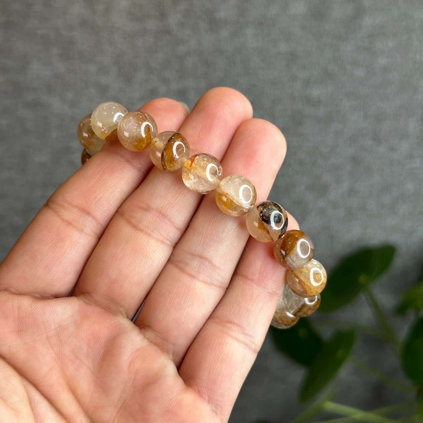 Fire Quartz with Golden Healer Bracelet Size 10.5 mm