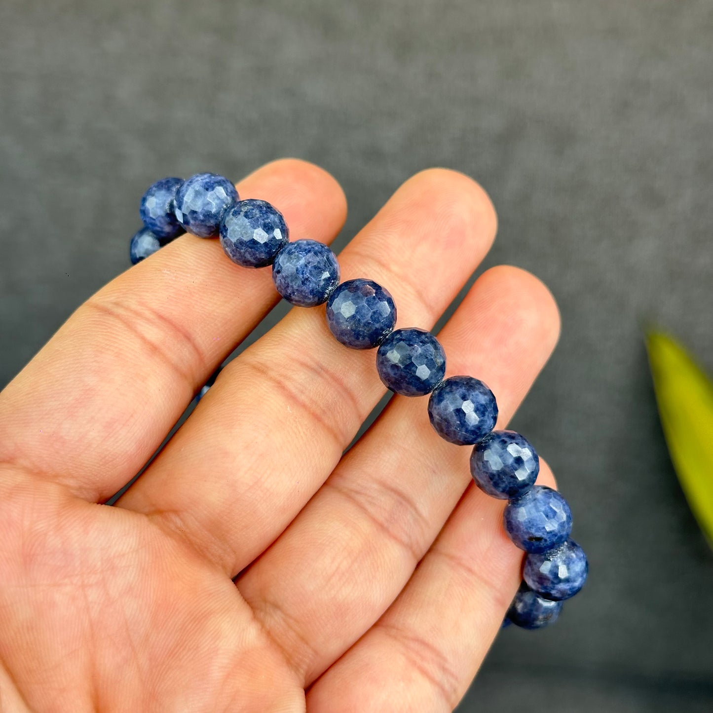 Natural Faceted Blue Sapphire Bracelet Size 9.5 mm
