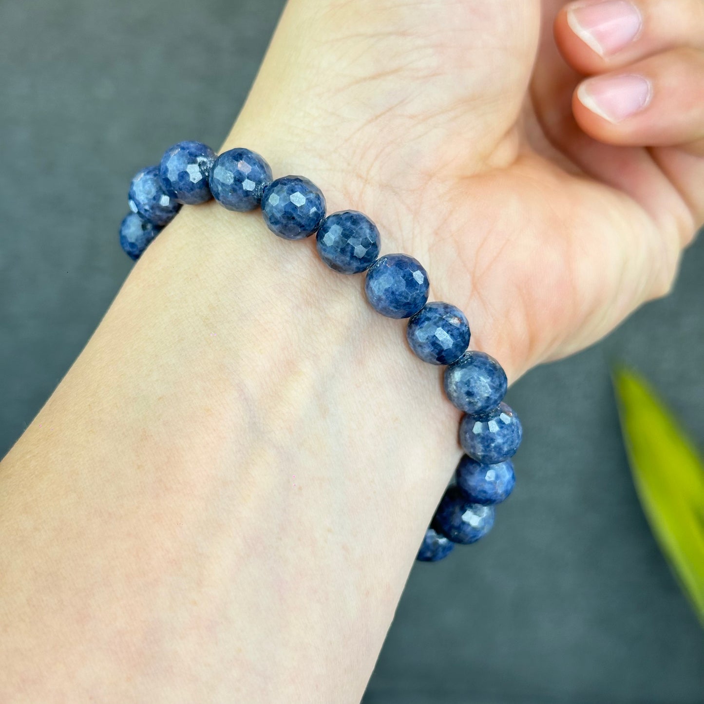 Natural Faceted Blue Sapphire Bracelet Size 9.5 mm
