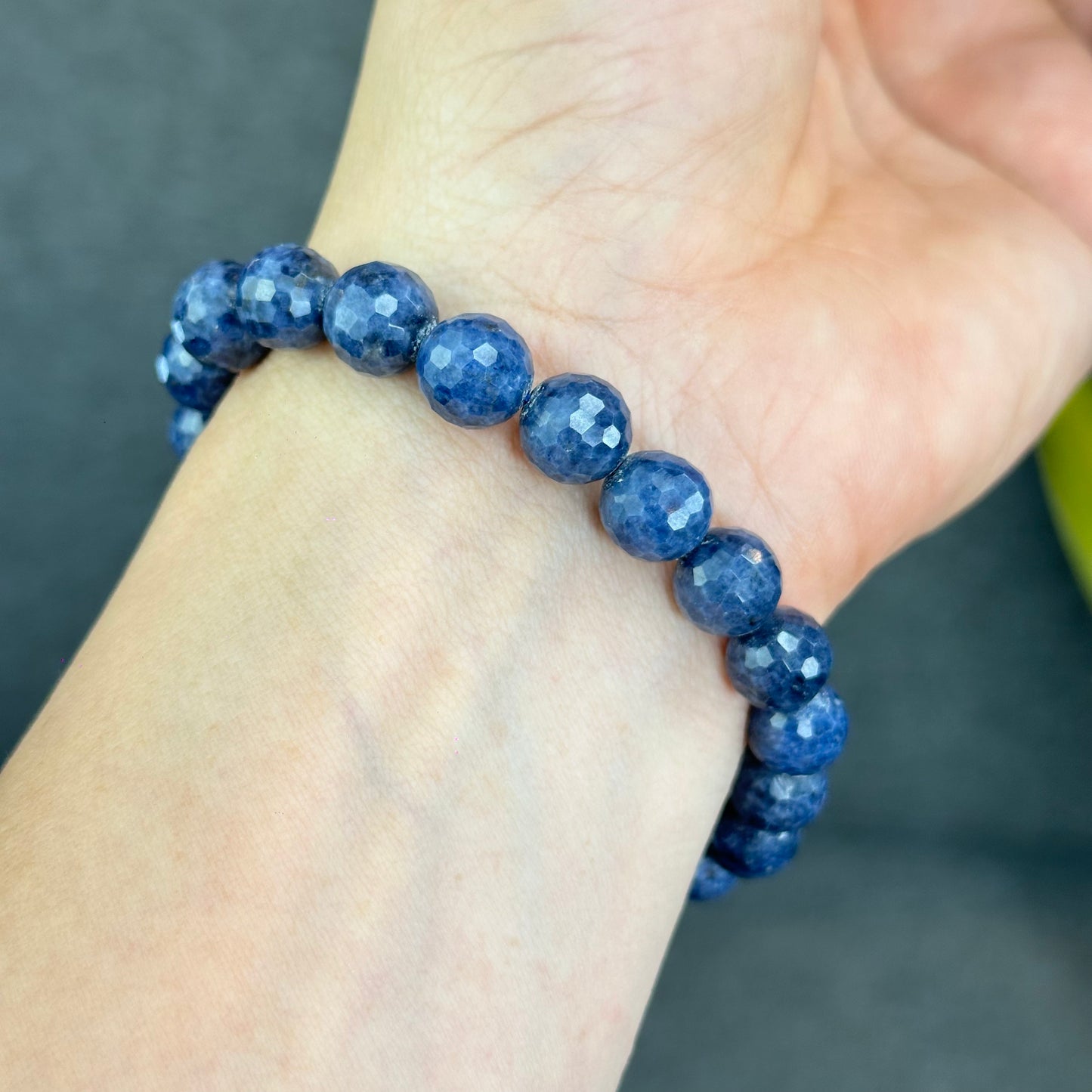 Natural Faceted Blue Sapphire Bracelet Size 9.5 mm