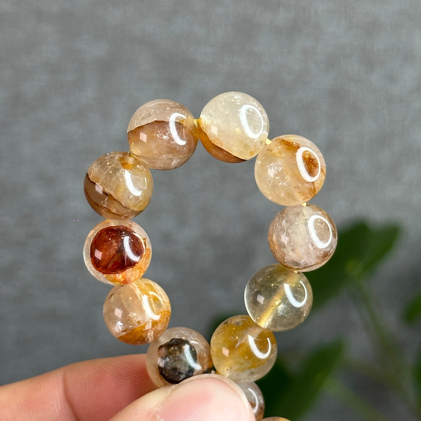 Fire Quartz with Golden Healer Bracelet Size 10.5 mm