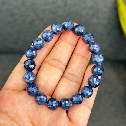 Natural Faceted Blue Sapphire Bracelet Size 10 mm