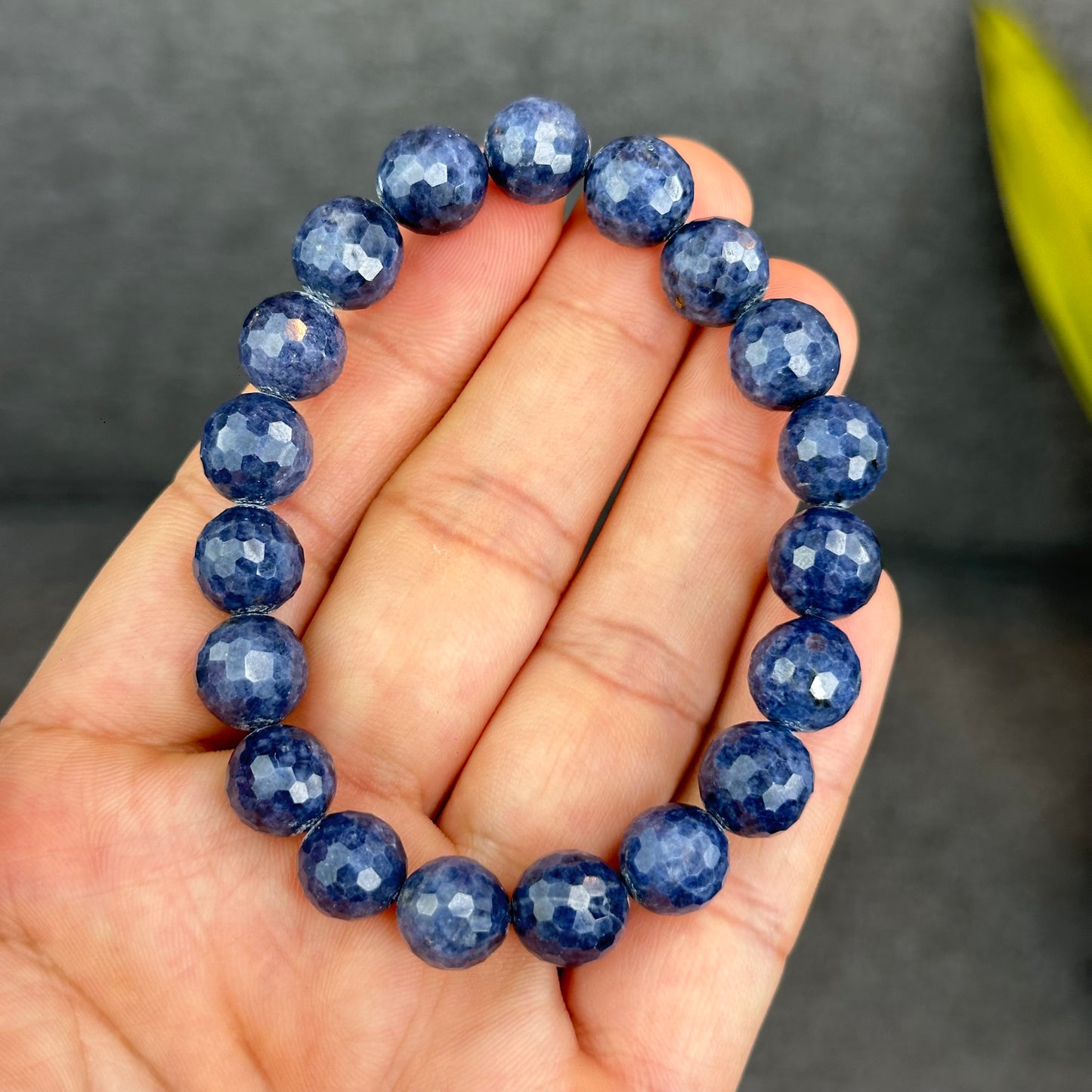 Natural Faceted Blue Sapphire Bracelet Size 10 mm