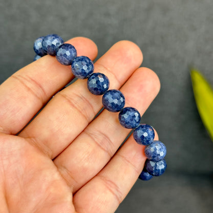 Natural Faceted Blue Sapphire Bracelet Size 10 mm