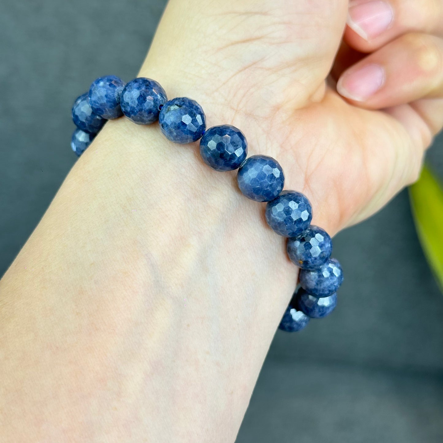 Natural Faceted Blue Sapphire Bracelet Size 10 mm