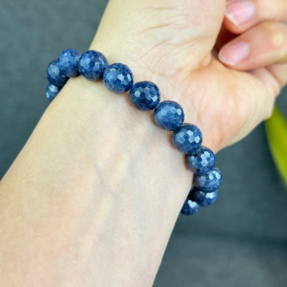 Natural Faceted Blue Sapphire Bracelet Size 10 mm