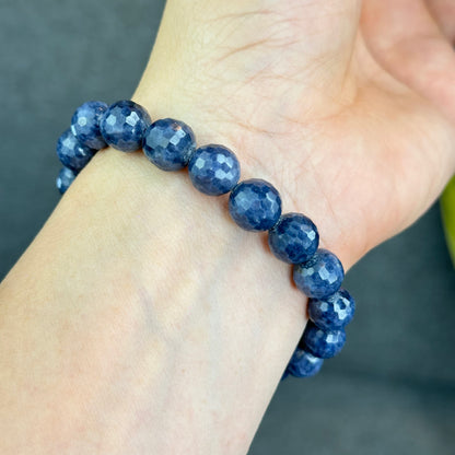 Natural Faceted Blue Sapphire Bracelet Size 10 mm