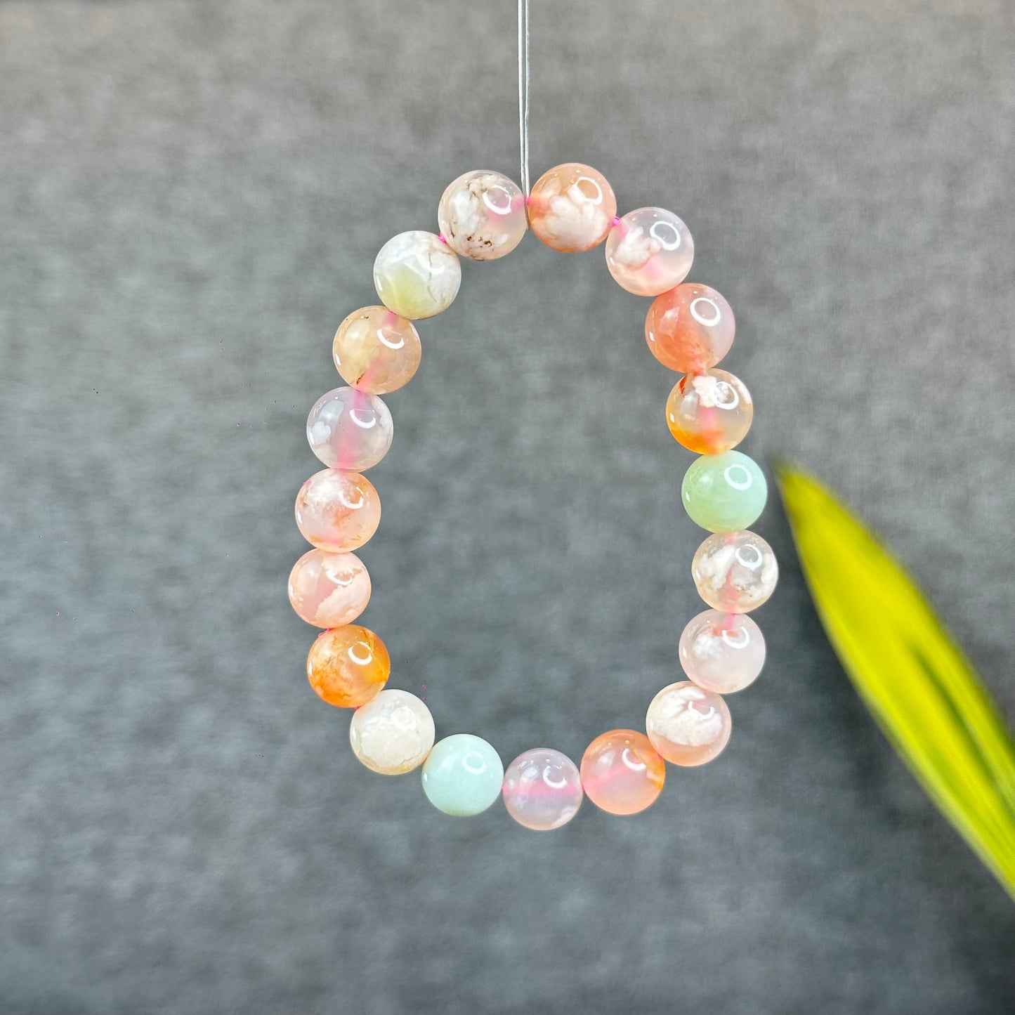Natural Floral Agate Bracelet Size 10 mm