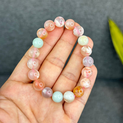 Natural Floral Agate Bracelet Size 10 mm