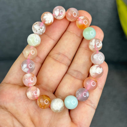 Natural Floral Agate Bracelet Size 10 mm