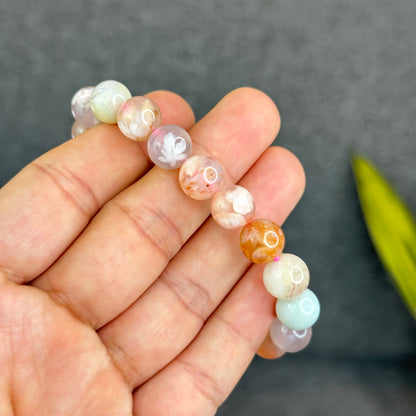 Natural Floral Agate Bracelet Size 10 mm