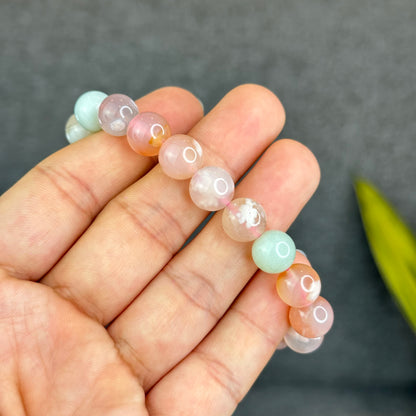 Natural Floral Agate Bracelet Size 10 mm