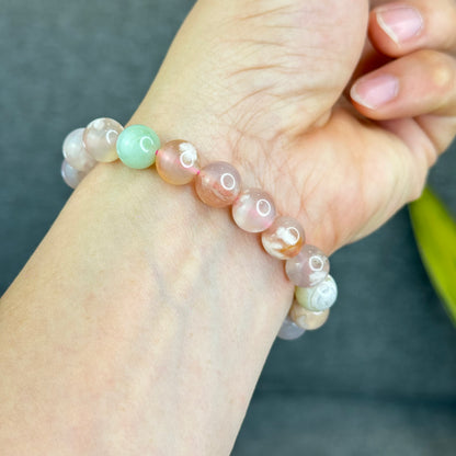 Natural Floral Agate Bracelet Size 10 mm