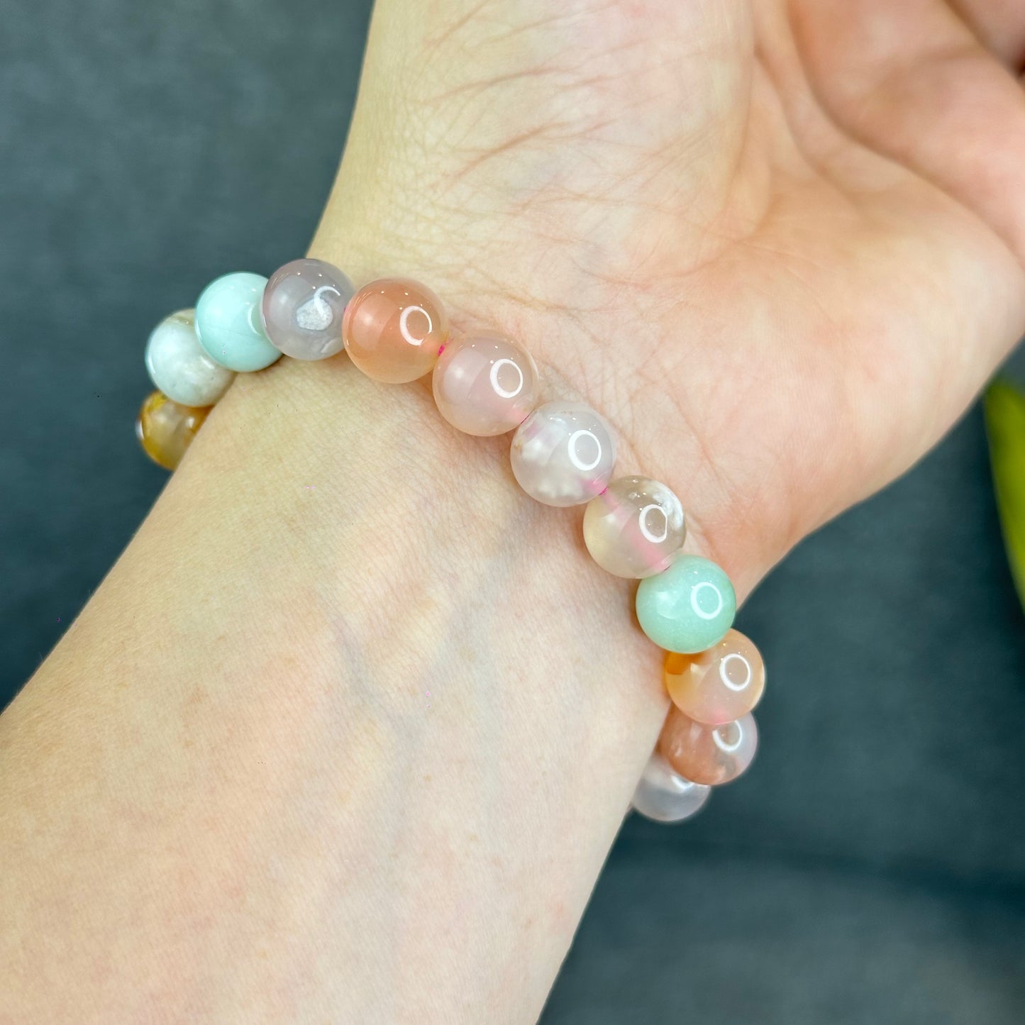 Natural Floral Agate Bracelet Size 10 mm