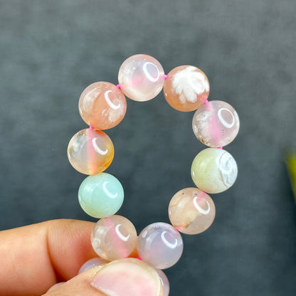 Natural Floral Agate Bracelet Size 10 mm