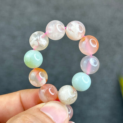 Natural Floral Agate Bracelet Size 10 mm