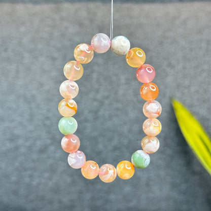Natural Floral Agate Bracelet Size 10.5 mm