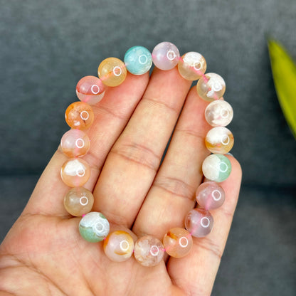 Natural Floral Agate Bracelet Size 10.5 mm