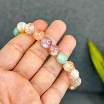 Natural Floral Agate Bracelet Size 10.5 mm
