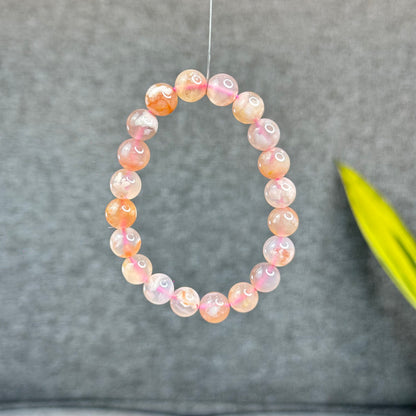 Natural Floral Agate Bracelet Size 9.5 mm