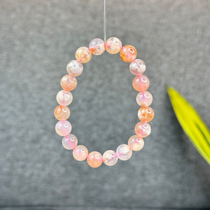 Natural Floral Agate Bracelet Size 9.5 mm
