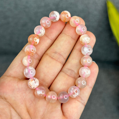 Natural Floral Agate Bracelet Size 9.5 mm