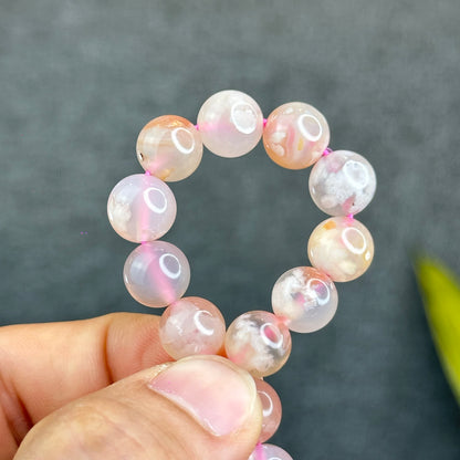 Natural Floral Agate Bracelet Size 9.5 mm