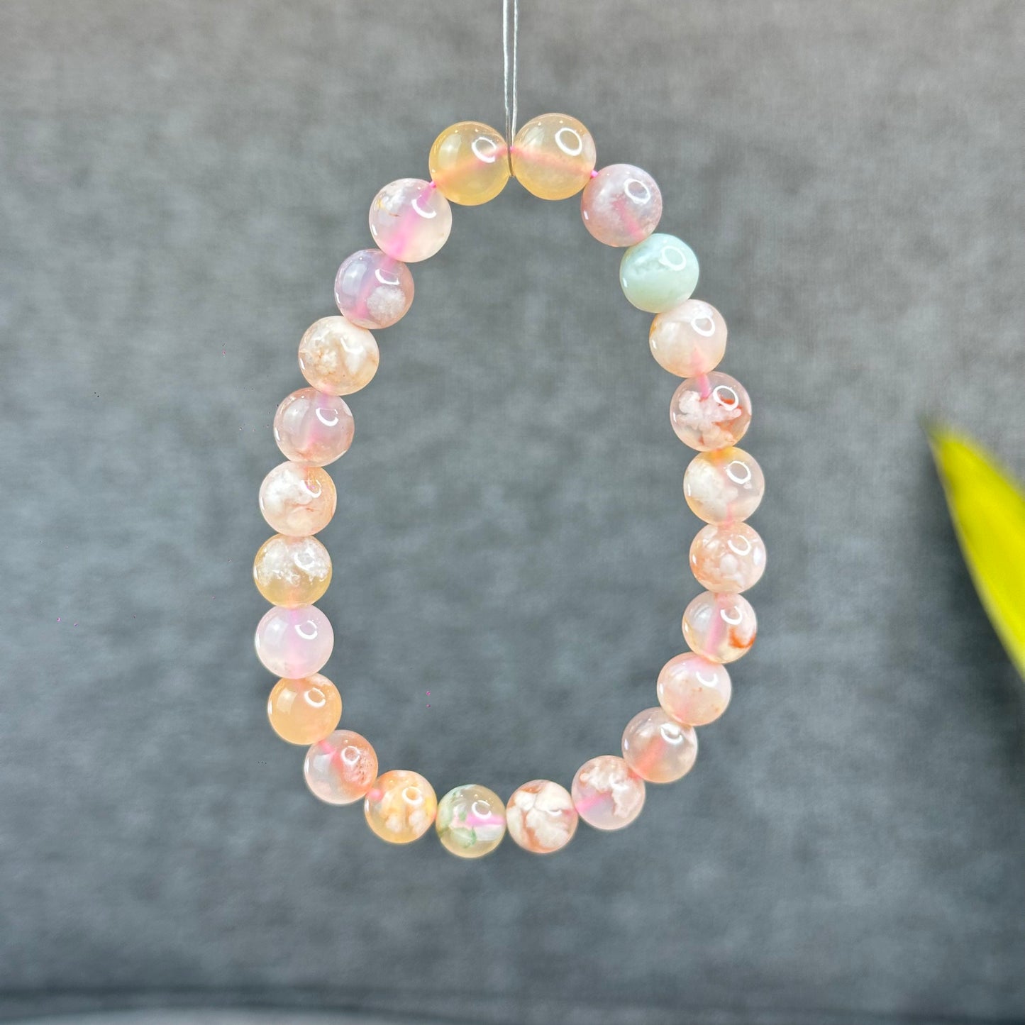 Natural Floral Agate Bracelet Size 8 mm
