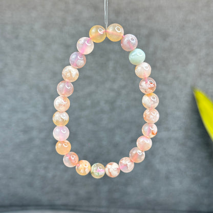 Natural Floral Agate Bracelet Size 8 mm