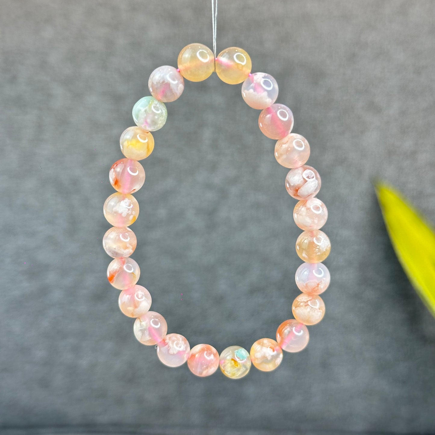 Natural Floral Agate Bracelet Size 8 mm