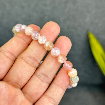 Natural Floral Agate Bracelet Size 8 mm