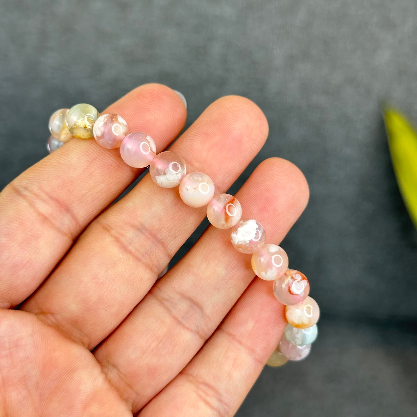 Natural Floral Agate Bracelet Size 8 mm