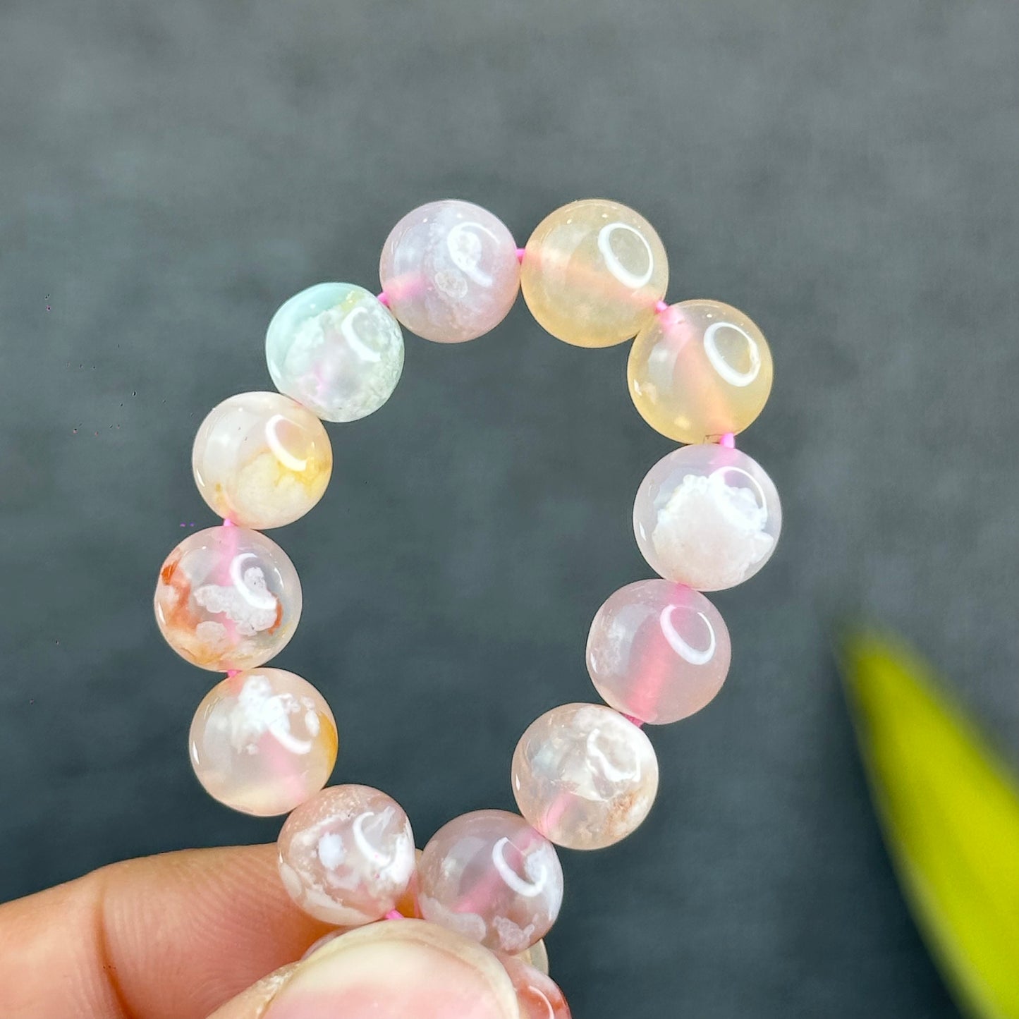 Natural Floral Agate Bracelet Size 8 mm