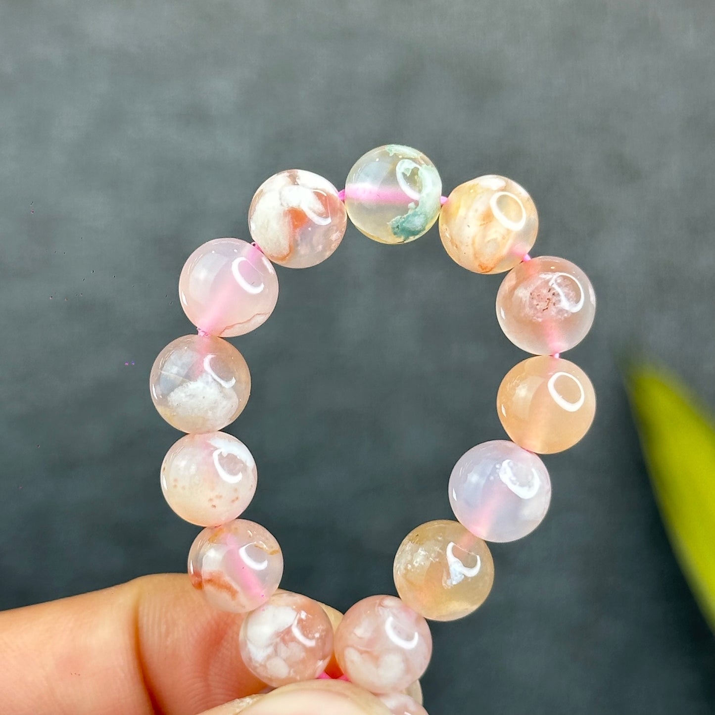Natural Floral Agate Bracelet Size 8 mm