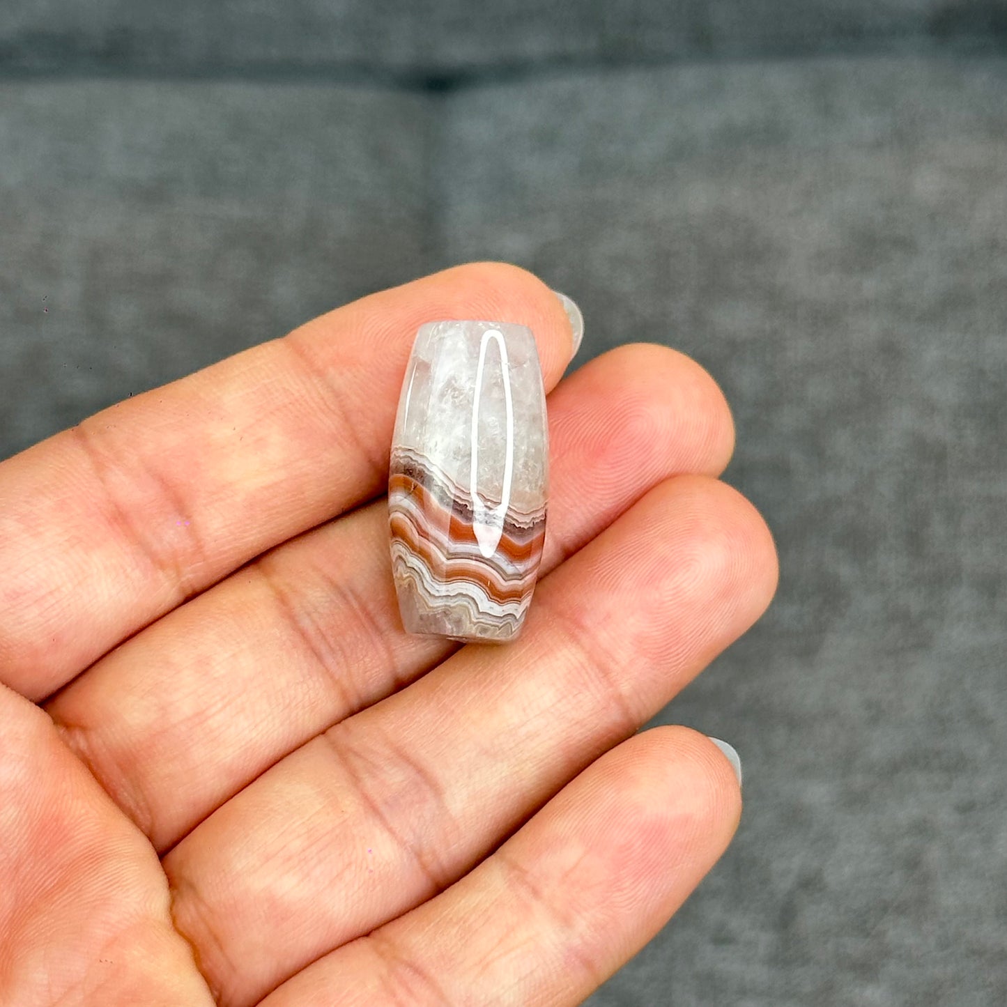 Natural Amethyst Lace Agate Lu Thong Charm