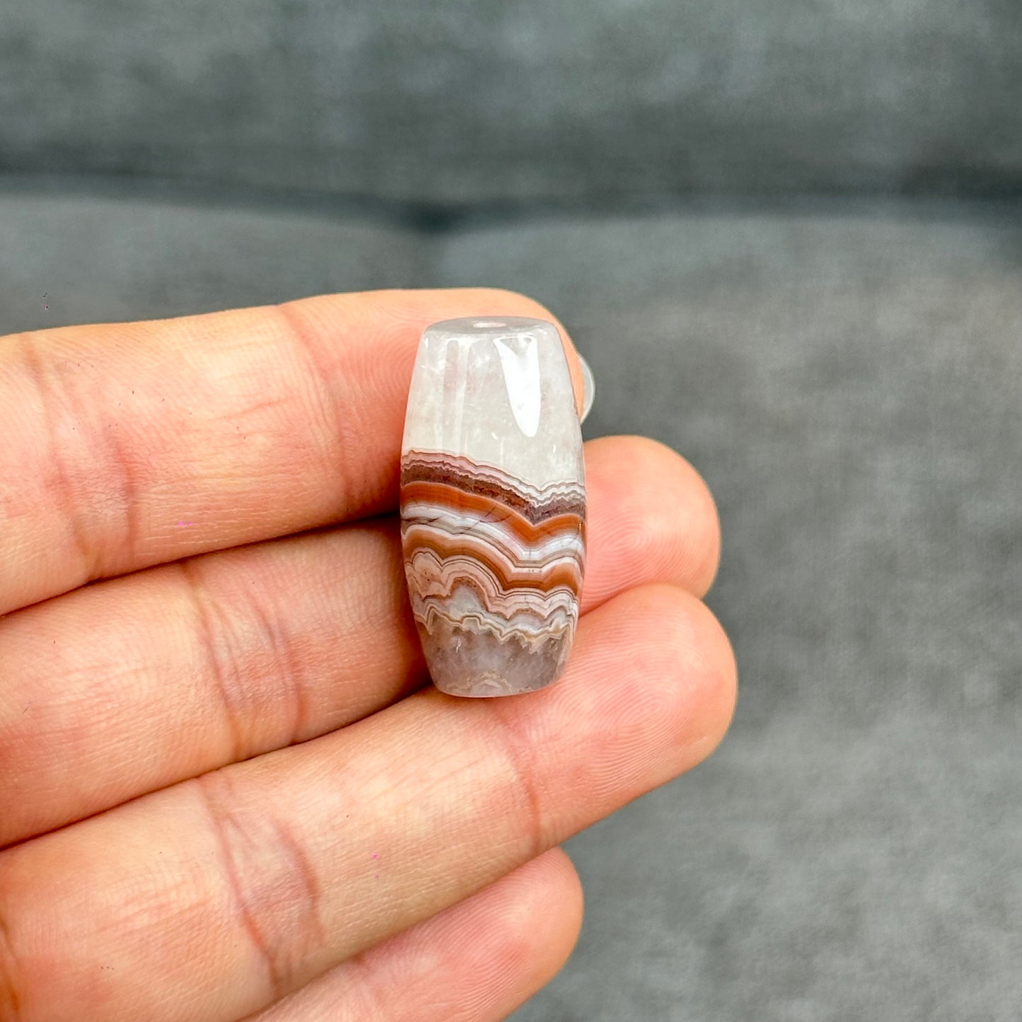 Natural Amethyst Lace Agate Lu Thong Charm